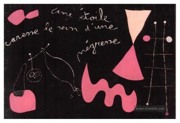 Ein Star streichelt die Brüste einer schwarzen Frau Joan Miró Ölgemälde